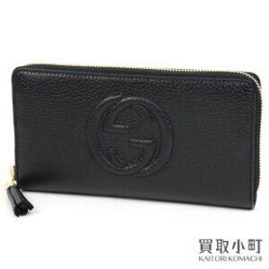 Gucci Soho Interlocking GG Leather Zip Around Wallet Black Tassel